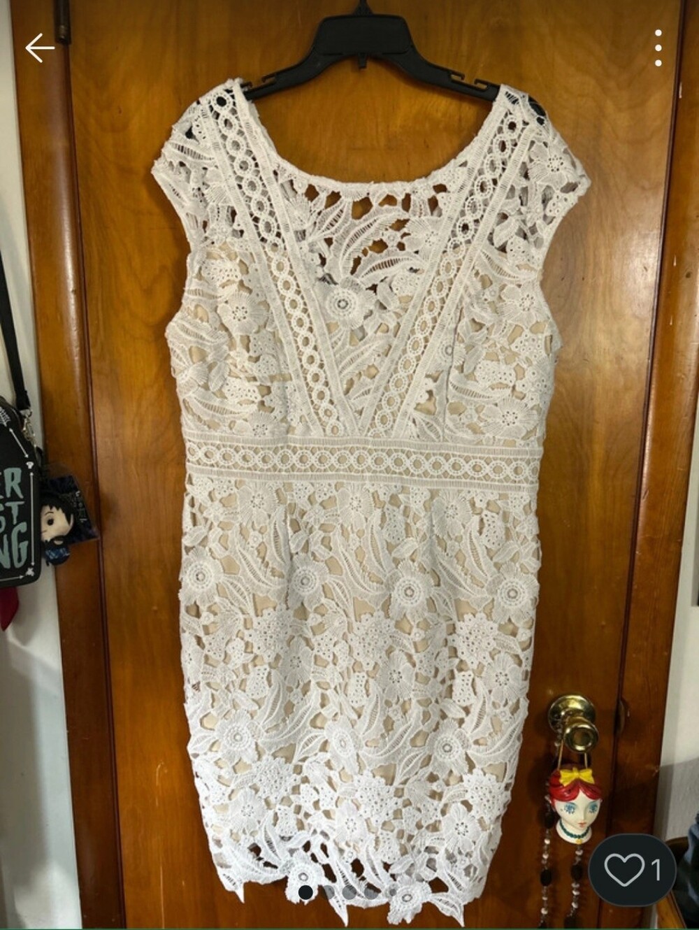 Women's Ivory Crochet Lace Sheath Dress